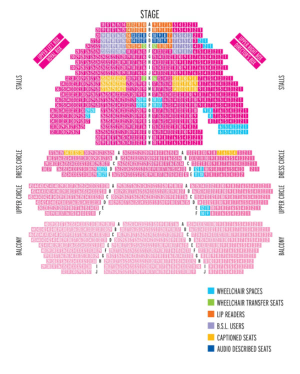 Aberdeen His Majestys Theatre seating map enlarged view