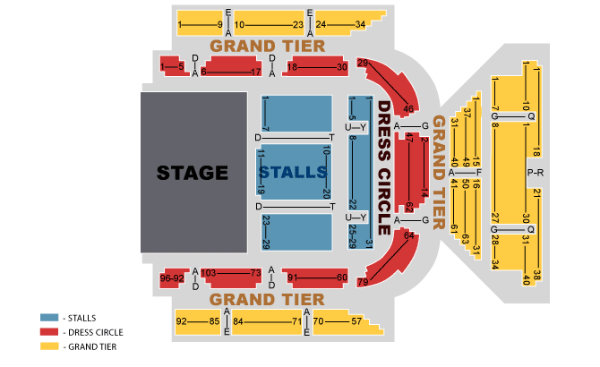 Bradford St Georges Hall seating map enlarged view