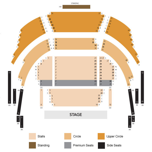 Dartford Orchard Theatre seating map enlarged view