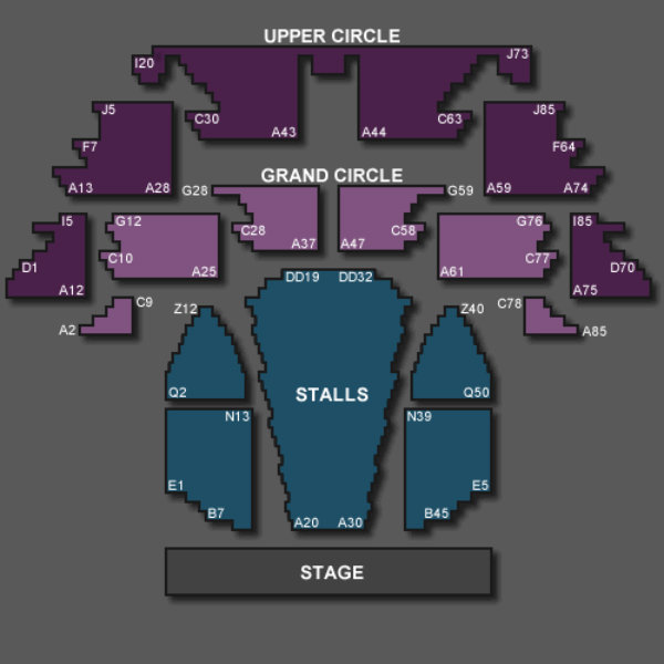 Edinburgh Usher Hall seating map enlarged view