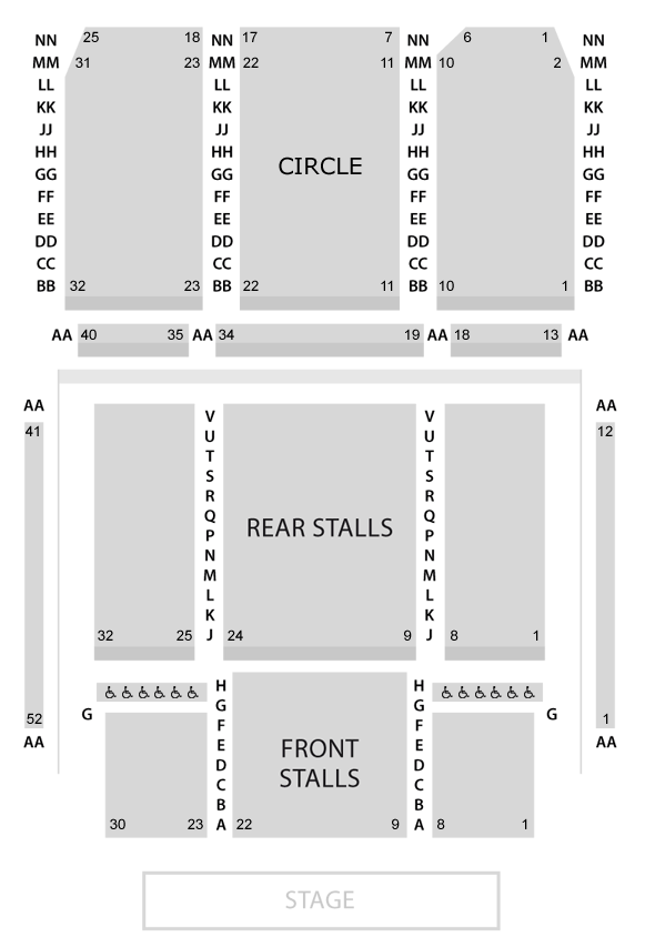 Guildford G Live seating map enlarged view