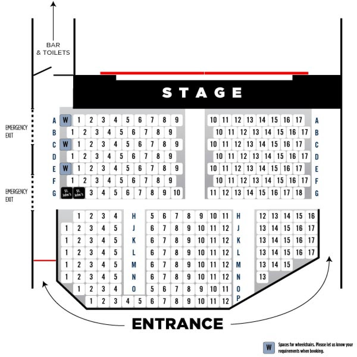 Chorley Little Theatre seating map
