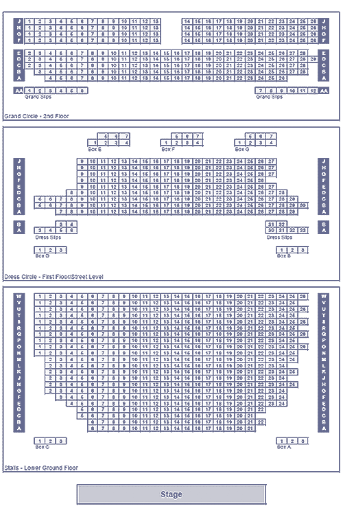 London Gielgud Theatre seating map enlarged view
