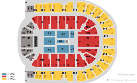 London O2 Arena seating map enlarged view