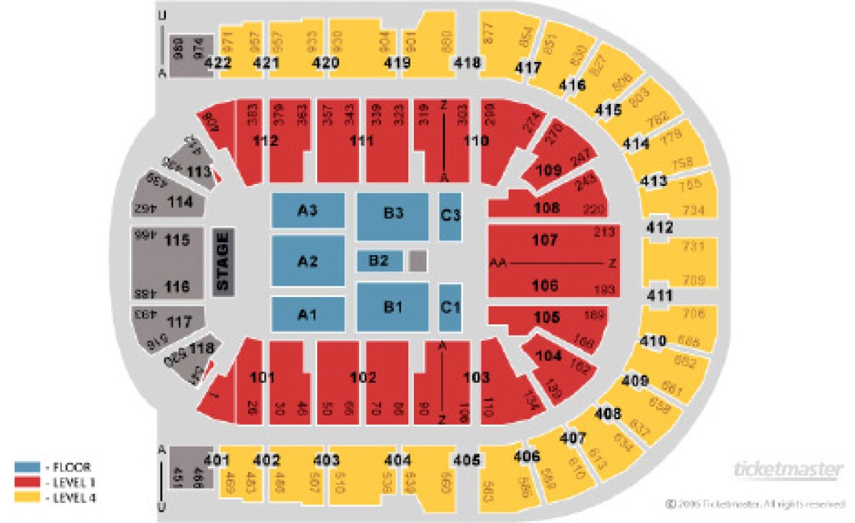 London O2 Arena seating map
