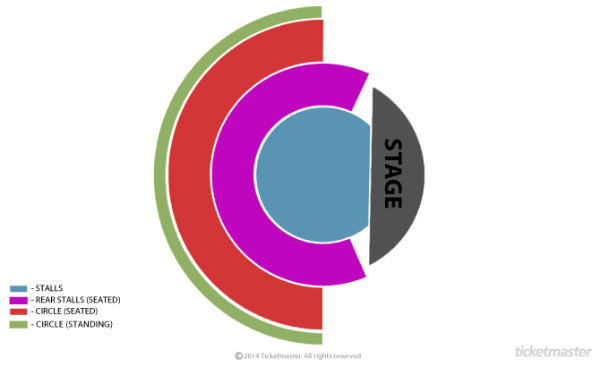 London Roundhouse seating map enlarged view