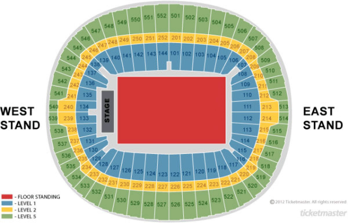 London Wembley Stadium seating map