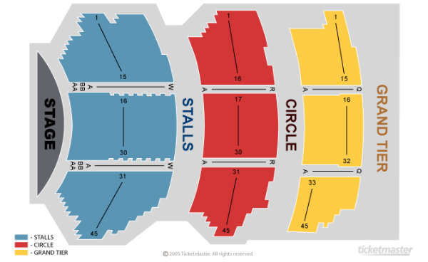 Manchester Palace Theatre seating map enlarged view
