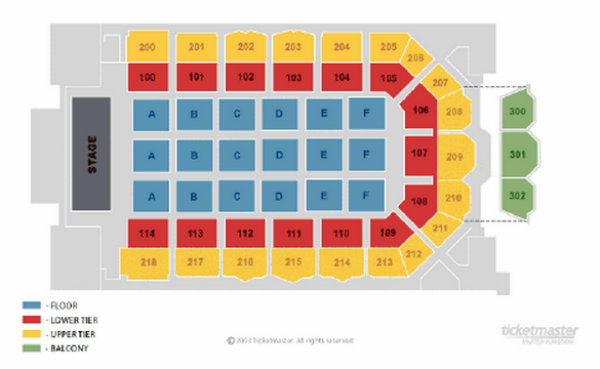 Newcastle Upon Tyne Utilita Arena seating map enlarged view