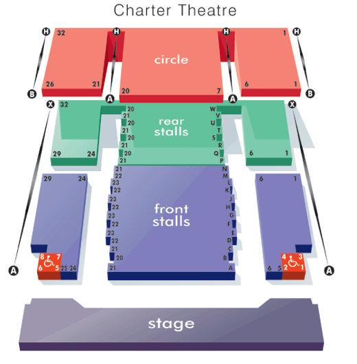 Charter Theatre seating map enlarged view
