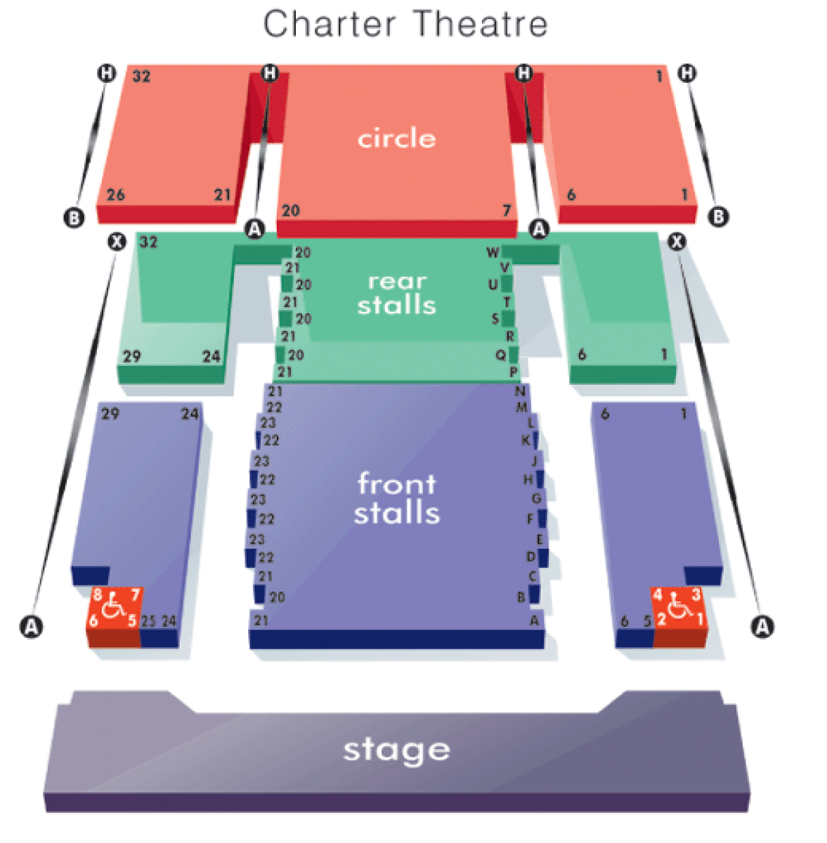 Charter Theatre seating map