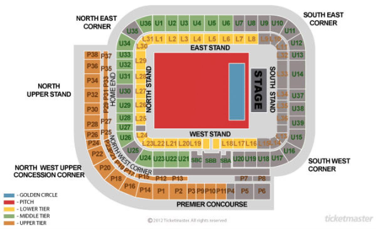Stadium Of Light seating map
